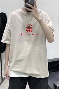 T2298P25港风室内t恤宽松潮ins夏季潮流胖子大码五分袖打底衫上衣图片