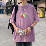 T3409P25男港风T恤落肩款宽松T恤克莱因蓝T圆领印花T恤正常配送中，男装T恤，星座510A-1