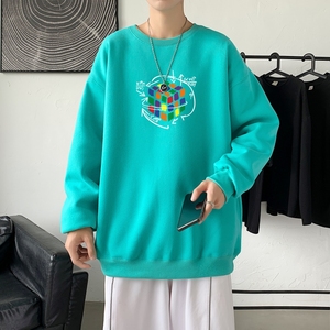 Y2408P38！21年秋冬新款港风日系大码印花长袖圆领卫衣男图片
