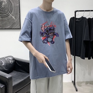 T1752P25 港风 100%棉 2022新款短袖T恤男潮牌小熊印花青春休闲图片