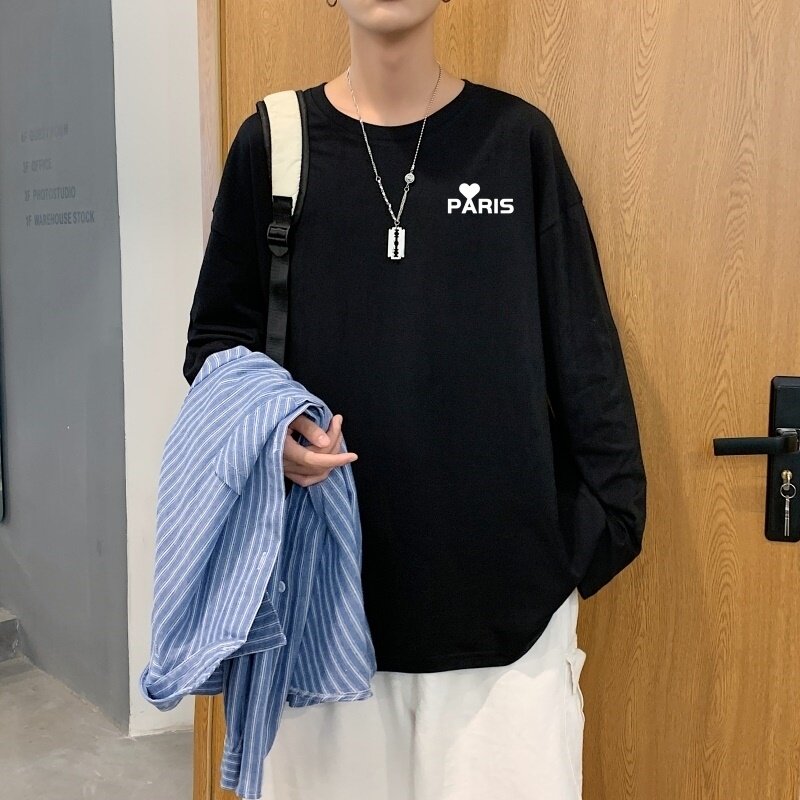 C2823P30潮牌圆领长袖t恤男纯棉潮情侣打底2022新韩版港风T恤,男装T恤,星座510A-1