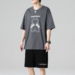 TZ3509短袖t恤男夏季薄款潮牌短裤休闲运动套装轻奢时尚感男士图片
