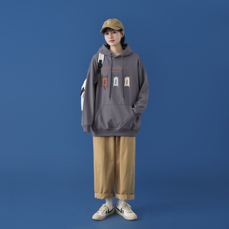 L2838P48中性模特纯色连帽卫衣套头宽松外套情侣装打底帽衫,男装卫衣,星座510A-1