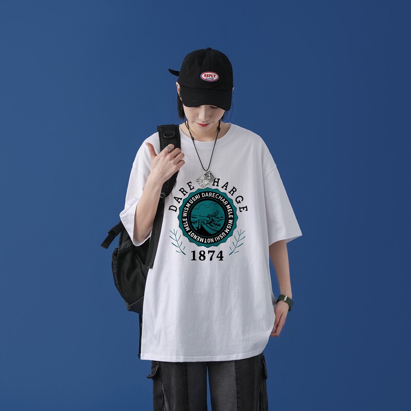 T1759P25中性100%棉2022新款短袖T恤男字母印花青春休闲T恤,男装T恤,星座510A-1