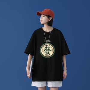 T1703P25 / 2022新款潮嘻哈印花T恤男潮牌宽松百搭T 蓝墙中性图片