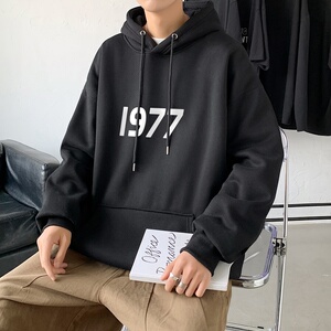 LD5670P38新款男百搭宽松设计感男个性印花抽绳连帽卫衣2023秋季图片