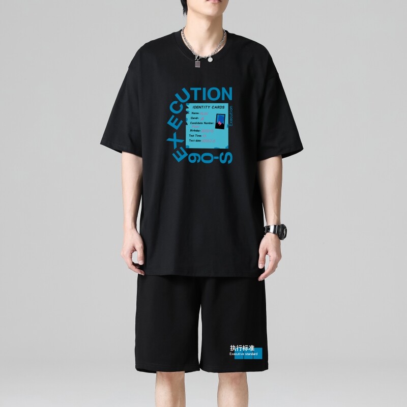 TZ3514轻奢时尚感男士短袖t恤男夏季薄款潮牌短裤休闲运动套装,男装休闲套装,星座510A-1