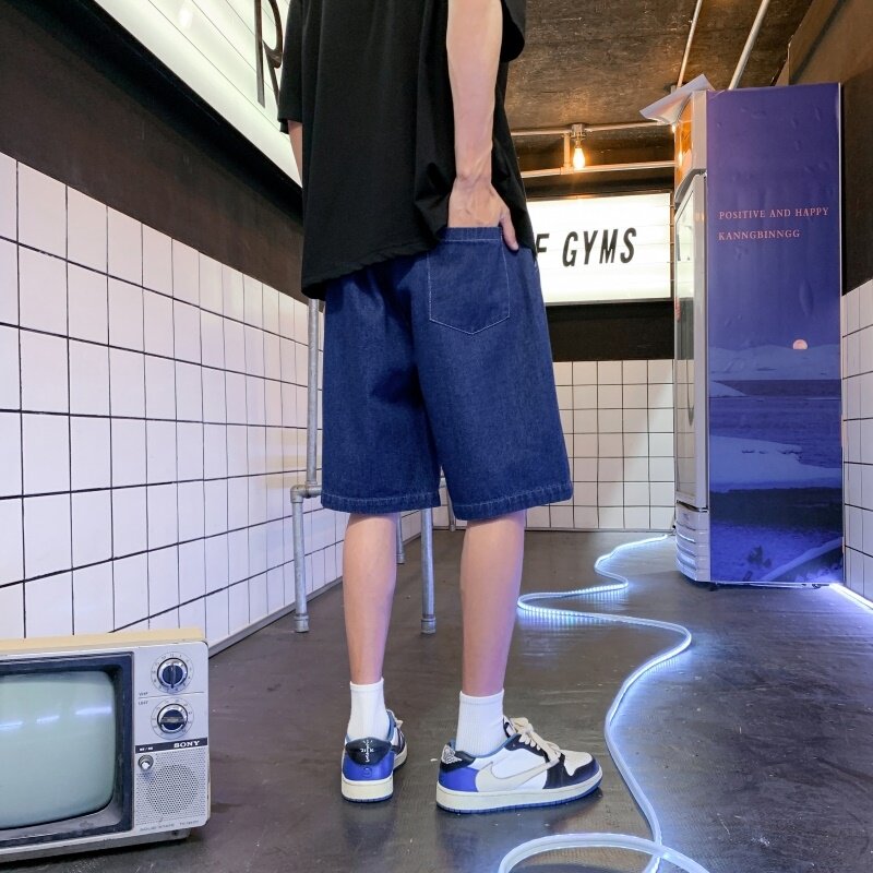 DN3807港风潮牌大口袋工装短裤男牛仔短裤男宽松休闲韩版日系,男装牛仔裤,星座510A-1