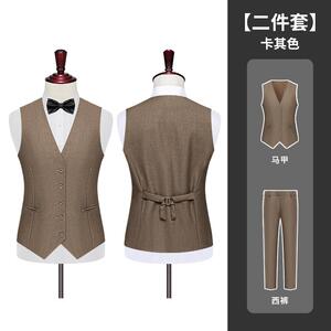 T2Z8592P67潮流时尚马甲西裤套装修身商务长裤马甲套装新郎伴郎衣图片