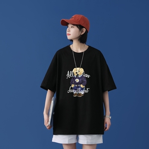 T1679P25@中性风 夏装新款简单字母印花宽松版圆领短袖T恤图片