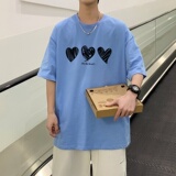 T3580P25短袖T恤宽松T恤落肩款加大已爆港风夏装情侣涂鸦爱心印花，男装T恤，星座510A-1