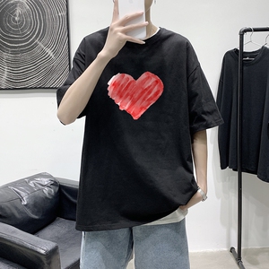 T1685P25 港风 100%棉 2022新款短袖T恤男印花青春休闲图片