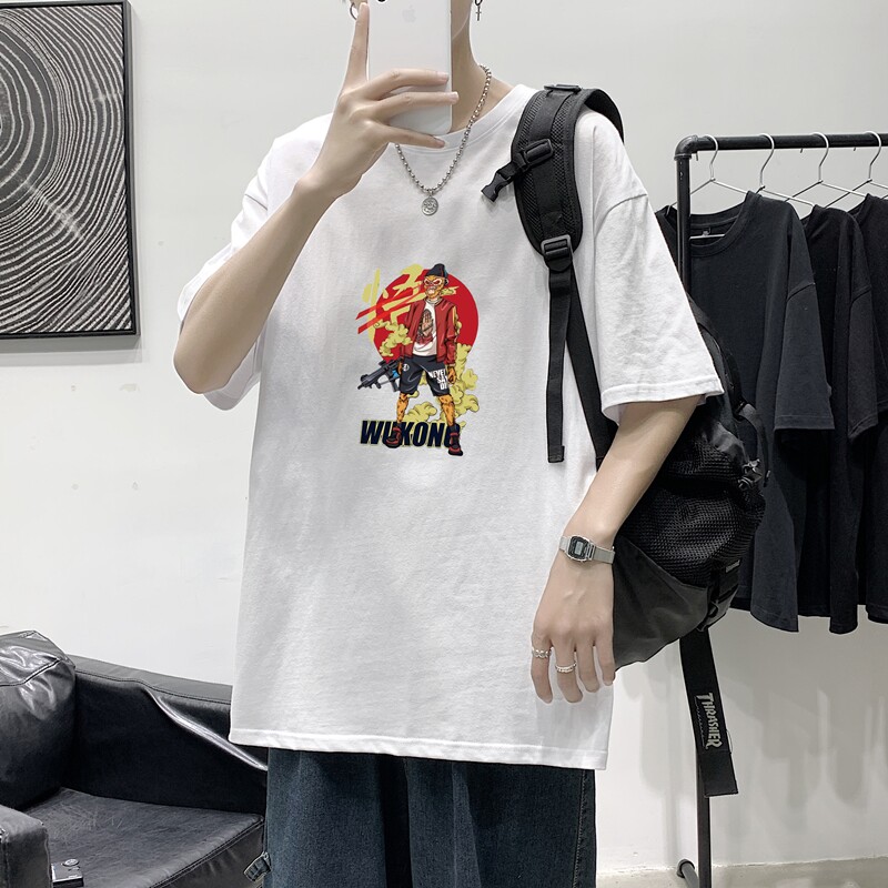T1542P25港风英伦印花圆领T恤男加大加肥港风模特男士宽松T恤,男装T恤,星座510A-1