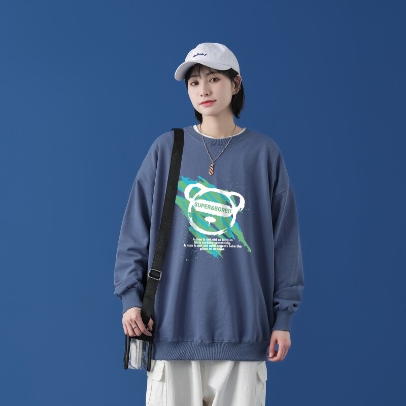Y2827P38中性模特秋季ins潮男潮趣印花卫衣时尚圆领宽松上衣,男装卫衣,星座510A-1
