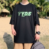 T3299P25男士港风T恤落肩款宽松T恤克莱因蓝男T中性风印花T恤男士，男装T恤，星座510A-1