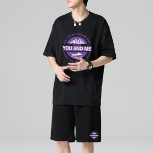 TZ3882休闲运动套装轻奢时尚感男士短袖t恤男夏季薄款潮牌短裤图片