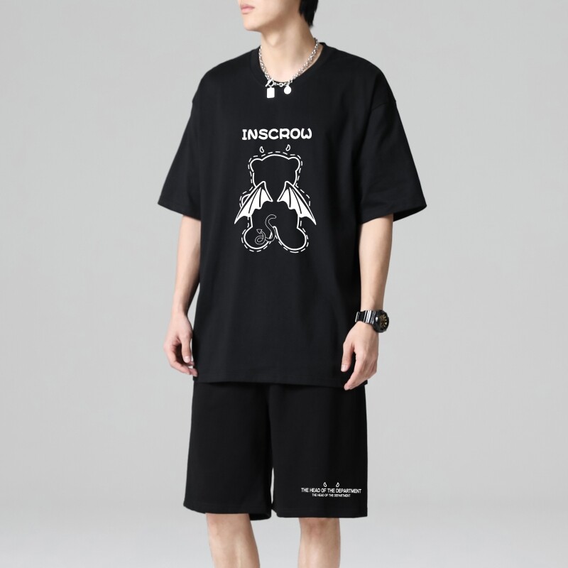 TZ3509男夏季薄款潮牌短裤休闲运动套装轻奢时尚感男士短袖t恤,男装休闲套装,星座510A-1