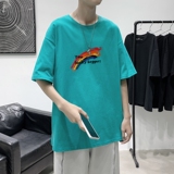 T1623P25港风彩虹涂鸦印花圆领T恤男加大加肥港风模特男士宽松T恤，男装T恤，星座510A-1