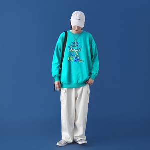 Y2612P38中性模特男士bf宽松卫衣港风卫衣新款圆领韩版潮流衣服图片