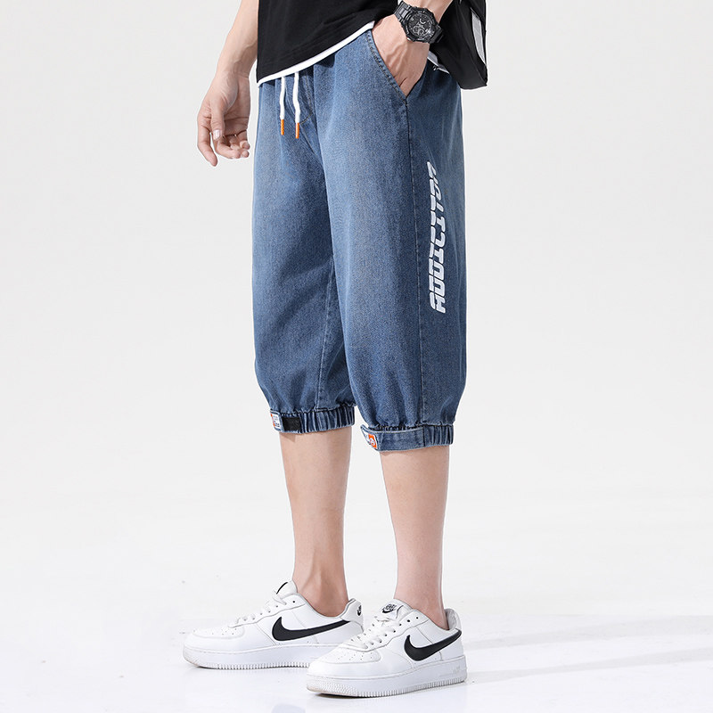 DN3533男直播品质男裤牛仔七分裤宽松七分裤短裤男士潮流大码,男装牛仔裤,星座510A-1