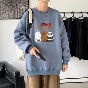 Y2833P38港风21秋季新款动漫圆领卫衣男潮流宽松青少年休闲外套图片