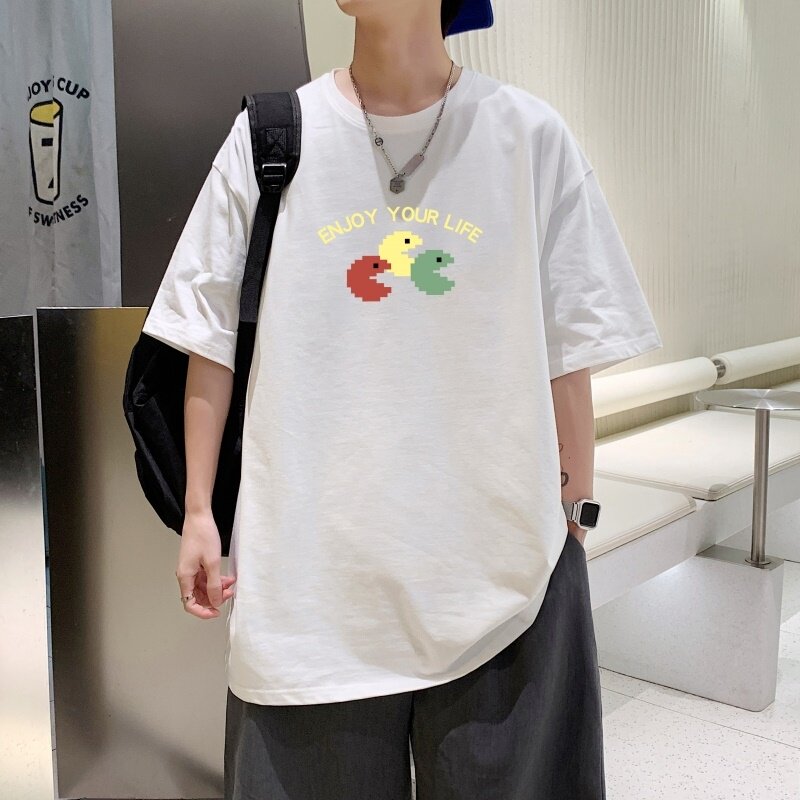 T3586五分袖已爆港风潮牌大码夏季新款宽松t恤男短袖印花,男装T恤,星座510A-1