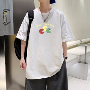 T3586P25五分袖已爆港风潮牌大码夏季新款宽松t恤男短袖印花图片
