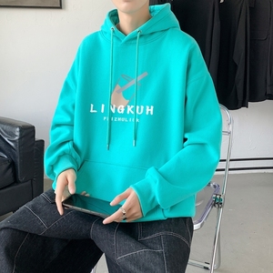 L2712P48韩版ins男士学生宽松运动连帽卫衣秋冬加绒情侣外套