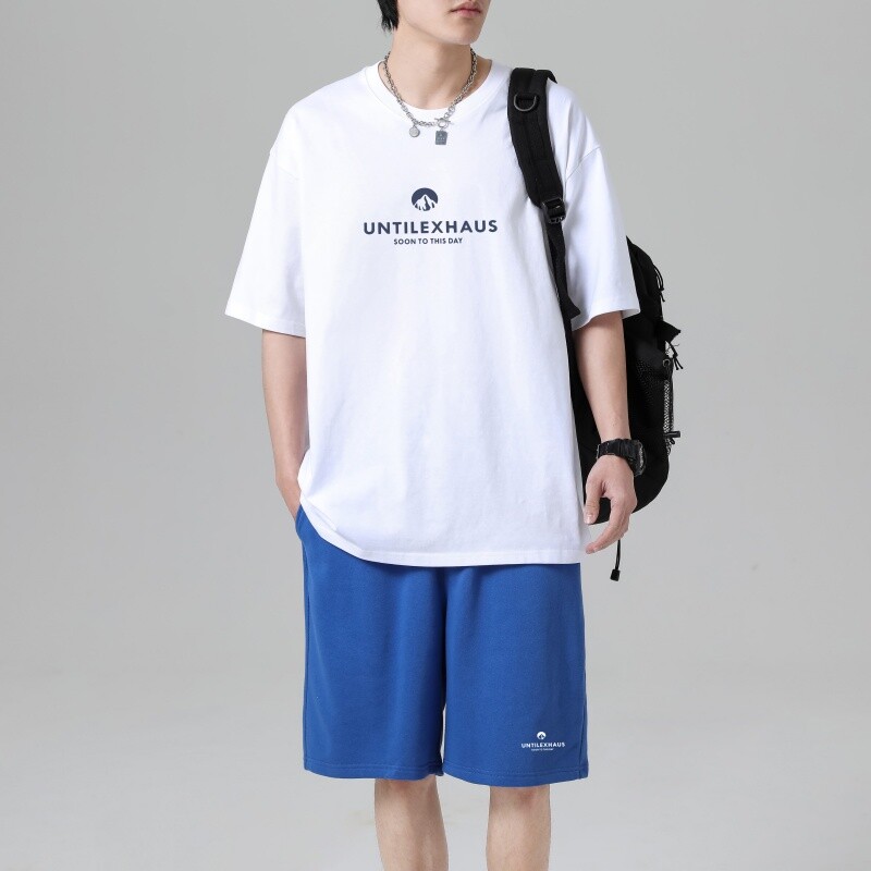 TZ3501男夏季薄款潮牌短裤休闲运动套装轻奢时尚感男士短袖t恤,男装休闲套装,星座510A-1