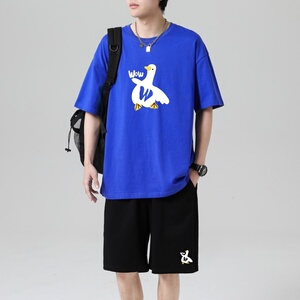 TZ3885轻奢时尚感男士短袖t恤男夏季薄款潮牌短裤休闲运动套装图片