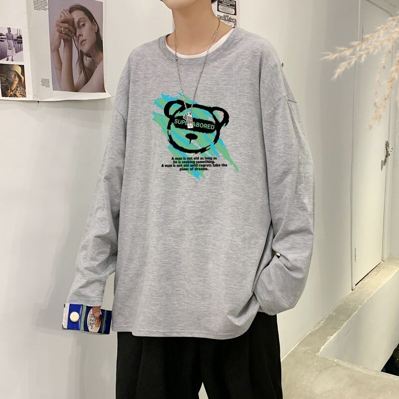 C2828P30长袖t恤男士2022夏新款纯棉美式涂鸦春秋打底衫潮牌港风,男装T恤,星座510A-1
