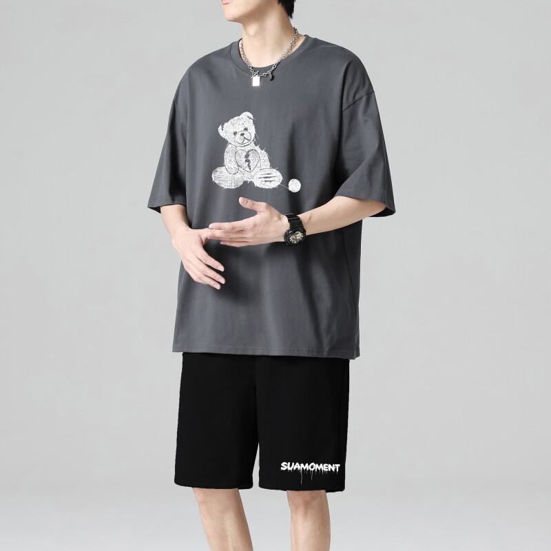 TZ3504休闲运动套装轻奢时尚感男士短袖t恤男夏季薄款潮牌短裤,男装休闲套装,星座510A-1