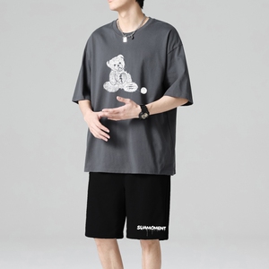 TZ3504休闲运动套装轻奢时尚感男士短袖t恤男夏季薄款潮牌短裤图片
