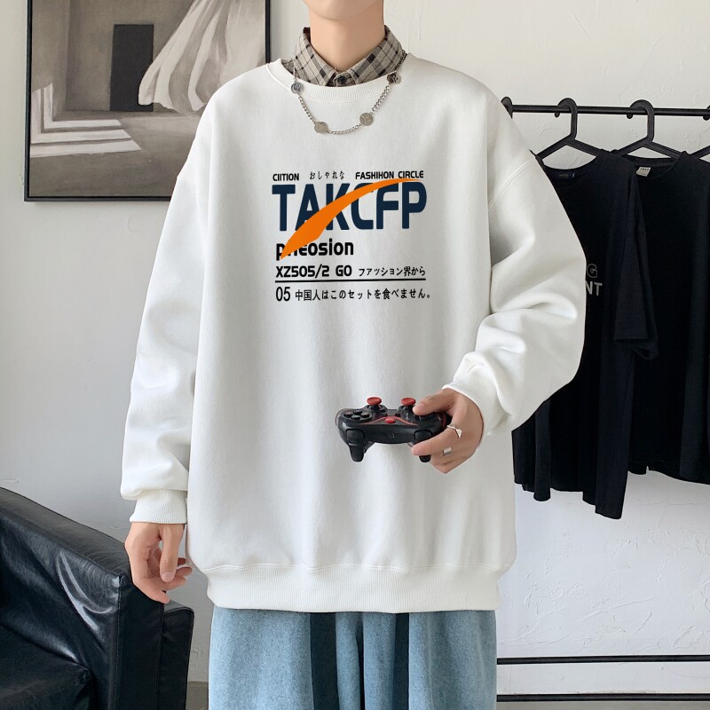 Y2466P38秋季男士bf宽松卫衣港风卫衣新款圆领韩版潮流衣服图片