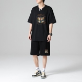 TZ3670休闲运动套装轻奢时尚感男士短袖t恤男夏季薄款潮牌短裤，男装休闲套装，星座510A-1
