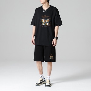 TZ3670休闲运动套装轻奢时尚感男士短袖t恤男夏季薄款潮牌短裤图片