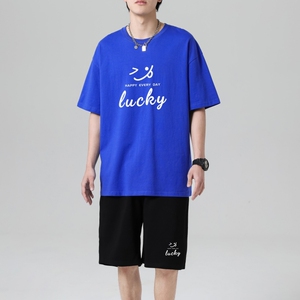 TZ3518男士短袖t恤男夏季薄款潮牌短裤休闲运动套装轻奢时尚感图片