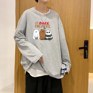 C2834P30男士长袖t恤春季潮牌薄款宽松潮流秋装卫衣服秋衣打底衫图片