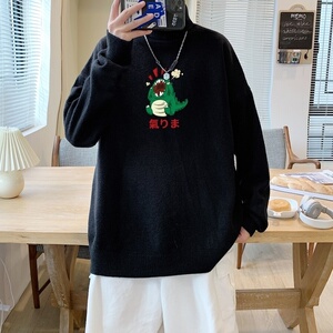 MG2847P65港风新款高领休闲线衣潮流休闲针织衫男生宽松长袖毛衣