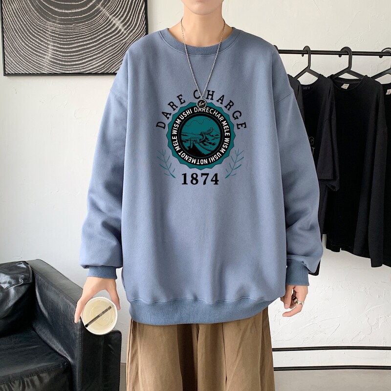 Y2478P38主推时尚圆领宽松上衣 2023秋季ins潮男士潮趣印花卫衣图片