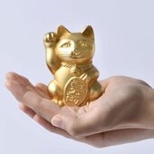 日本进口银雅堂招财猫摆件金色装 饰礼品创意黑达摩祝福乔迁礼物