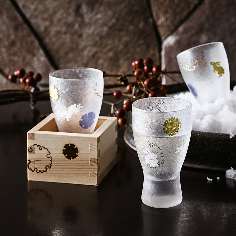 日本ADERIA雪兔金鱼清酒对杯