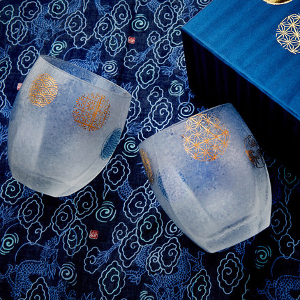 日本ADERIA石冢丸纹樱花金鱼兔子威士忌对杯玻璃闺蜜生日结婚礼物