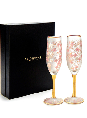 ADERIA日本ELDORADO樱花藤蔓镶金香槟杯玻璃威士忌杯红酒杯新年礼