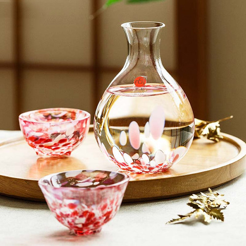 津轻手工樱花酒器酒壶玻璃套装