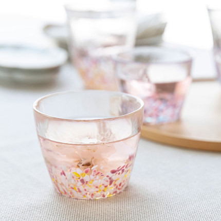 日本进口ADERIA津轻玻璃杯樱花日式手工水杯对杯清酒杯创意礼物