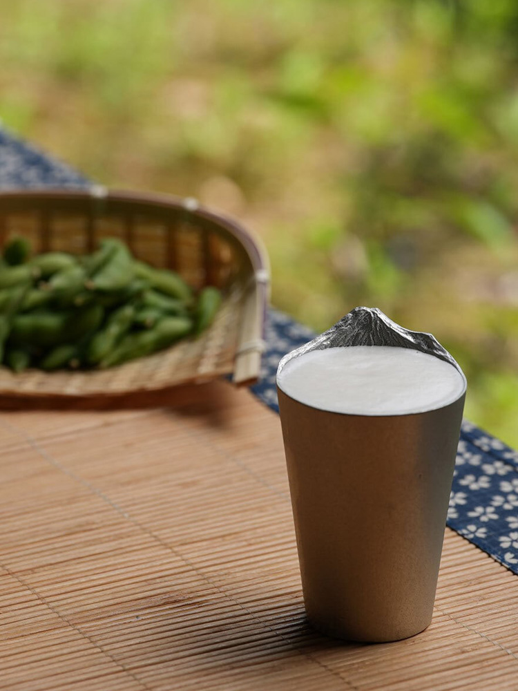 日本进口银雅堂纯锡制啤酒杯富士山酒具烧酒杯白清酒杯家用乔迁礼