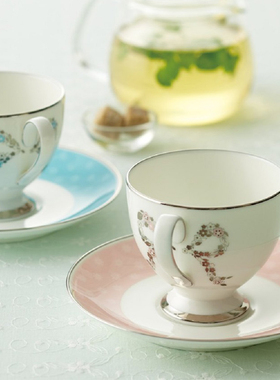 日本NARUMI鸣海Felicita粉蓝情侣骨瓷茶杯咖啡杯碟礼盒套装结婚礼