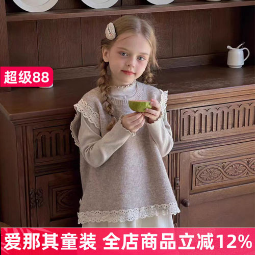 203女童马甲春秋针织背心上衣外套大童120-170cm
