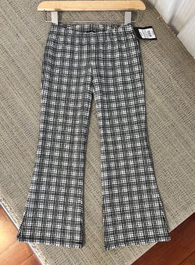 224外贸女童长裤秋冬格子裤微喇叭裤子4-14岁